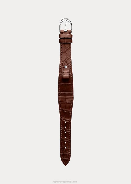 correa de reloj pequeña de piel de aligátor con estribo hombres marrón Ralph Lauren 2XR2V2860