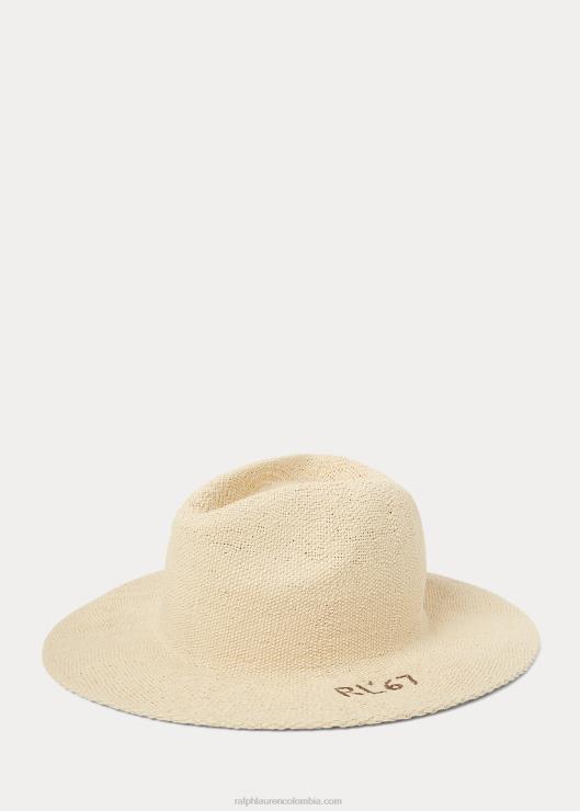 sombrero de paja con logo bordado hombres natural Ralph Lauren 2XR2V2432