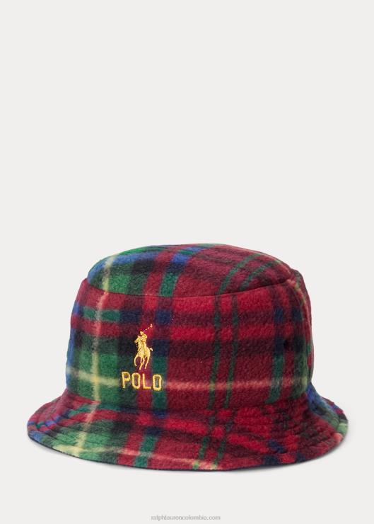 sombrero de pescador a cuadros hombres tela escocesa carmesí real Ralph Lauren 2XR2V2742