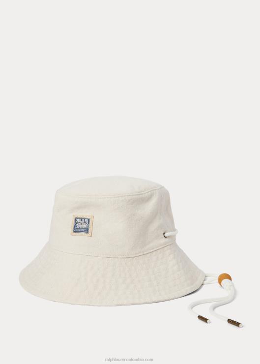 sombrero de pescador de lona de algodón hombres lavado de mezclilla blanca Ralph Lauren 2XR2V2454