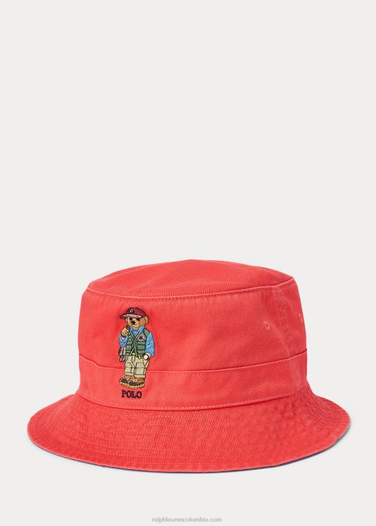 sombrero de pescador de sarga con osito de polo hombres arrecife rojo Ralph Lauren 2XR2V2452