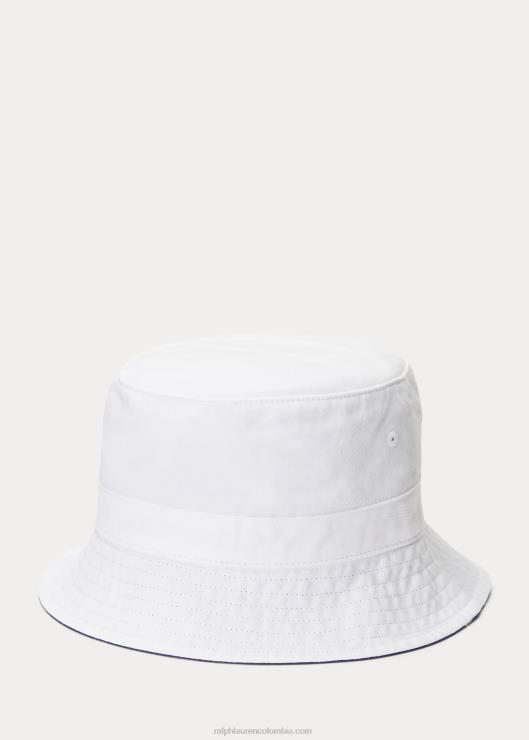 sombrero de pescador de sarga con osito de polo hombres blanco Ralph Lauren 2XR2V2446