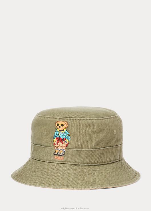 sombrero de pescador de sarga con osito de polo hombres salvia oscura Ralph Lauren 2XR2V2737