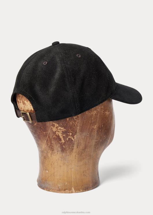 gorra de gamuza rugosa hombres negro Ralph Lauren 2XR2V8875