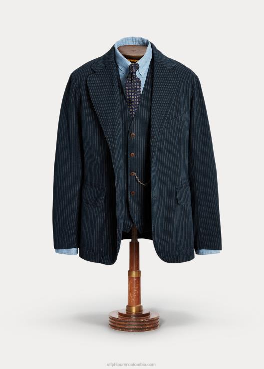 abrigo sport sin estructura con espiga hombres índigo a rayas Ralph Lauren 2XR2V1726