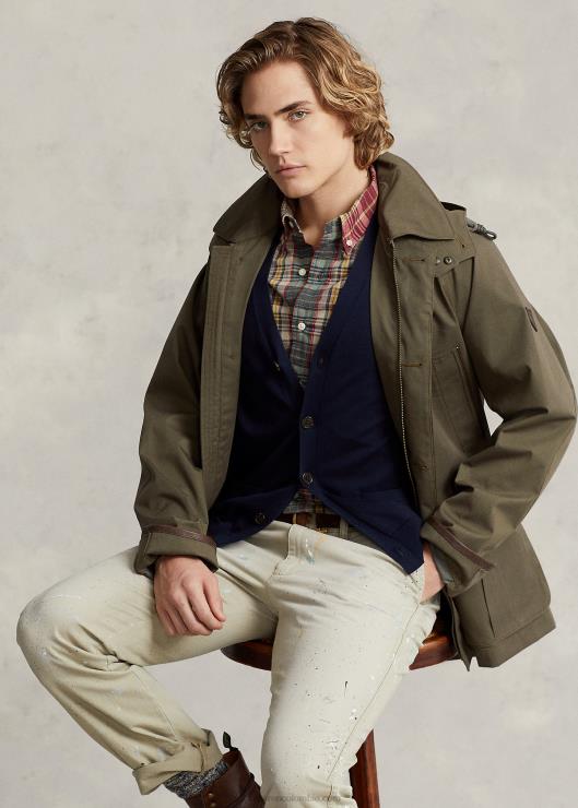 abrigo tres cuartos de sarga con capucha hombres dosel de oliva Ralph Lauren 2XR2V8667