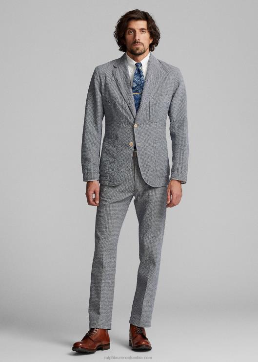 chamarra deportiva de seersucker sin estructura hombres azul/crema Ralph Lauren 2XR2V1719