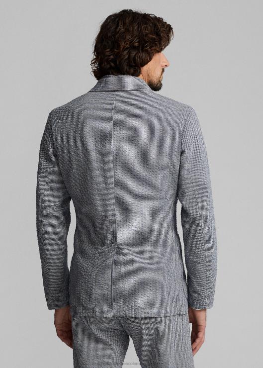 chamarra deportiva de seersucker sin estructura hombres azul/crema Ralph Lauren 2XR2V1719