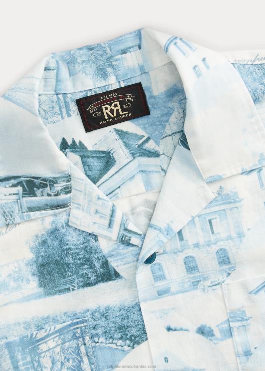 camisa camp con estampado de postal hombres crema/azul Ralph Lauren 2XR2V1762