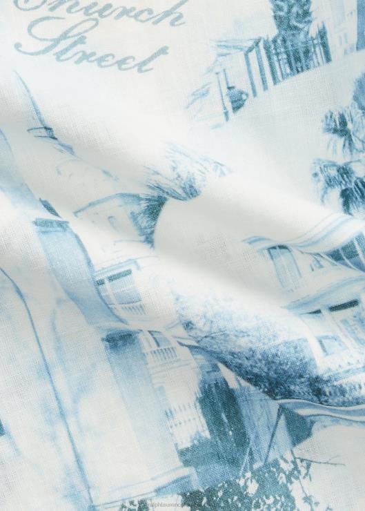 camisa camp con estampado de postal hombres crema/azul Ralph Lauren 2XR2V1762