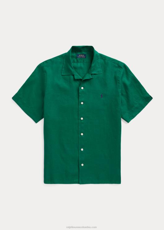 camisa campera de lino con corte clásico hombres verde deportivo Ralph Lauren 2XR2V641