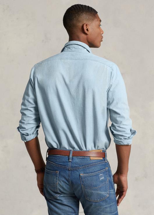 camisa de cambray de corte clásico hombres es índigo Ralph Lauren 2XR2V92