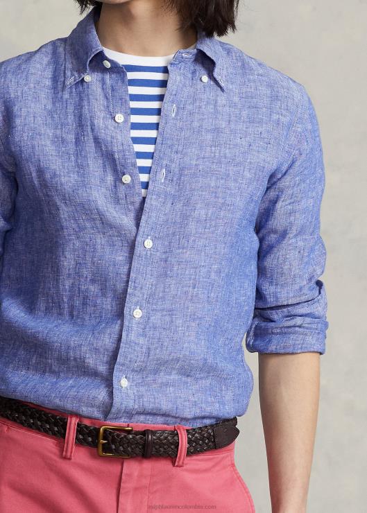 camisa de cambray de lino a medida hombres herencia real Ralph Lauren 2XR2V963