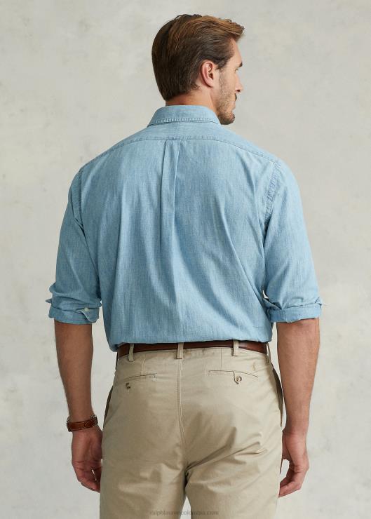 camisa de cambray hombres índigo claro Ralph Lauren 2XR2V1870