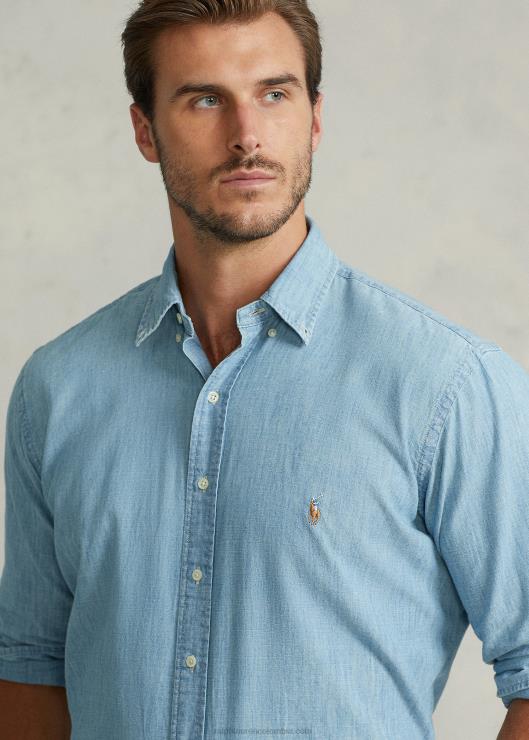 camisa de cambray hombres índigo claro Ralph Lauren 2XR2V1870