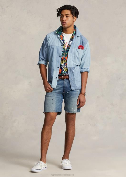 camisa de cambray patchwork de corte clásico hombres índigo Ralph Lauren 2XR2V957