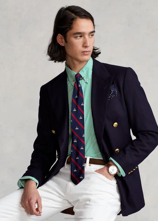 camisa de corte clásico de popelina elástica a rayas hombres golf verde/blanco Ralph Lauren 2XR2V773