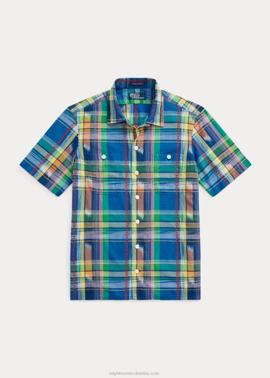 camisa de corte clásico madras camp hombres royal/naranja multicolor Ralph Lauren 2XR2V765