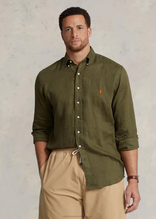 camisa de lino ligera hombres salvia oscura Ralph Lauren 2XR2V1552