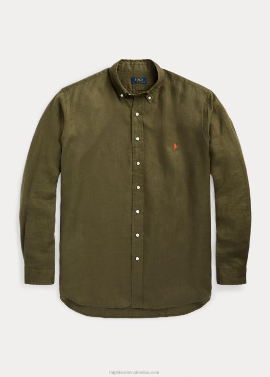 camisa de lino ligera hombres salvia oscura Ralph Lauren 2XR2V1552