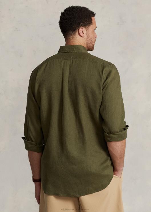 camisa de lino ligera hombres salvia oscura Ralph Lauren 2XR2V1552
