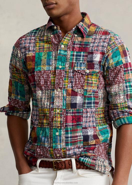 camisa de madrás con patchwork de corte clásico hombres mosaico de muy buen gusto Ralph Lauren 2XR2V8472