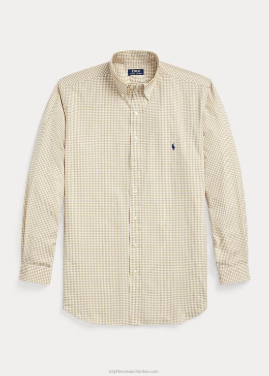 camisa de popelín stretch a cuadros hombres vintage caqui/blanco Ralph Lauren 2XR2V1326