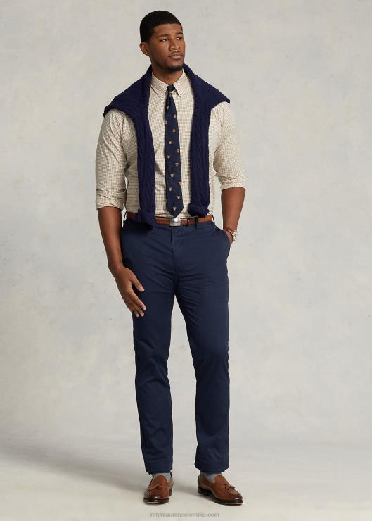 camisa de popelín stretch a cuadros hombres vintage caqui/blanco Ralph Lauren 2XR2V1326