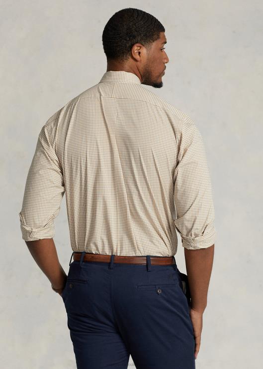 camisa de popelín stretch a cuadros hombres vintage caqui/blanco Ralph Lauren 2XR2V1326
