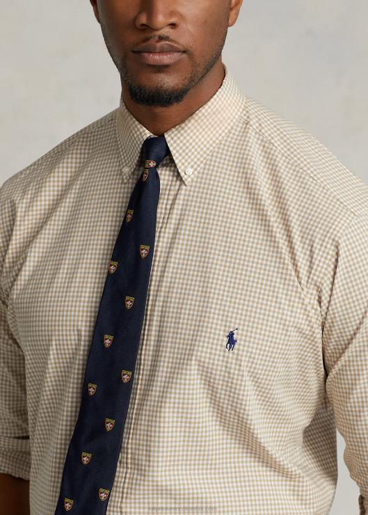 camisa de popelín stretch a cuadros hombres vintage caqui/blanco Ralph Lauren 2XR2V1326