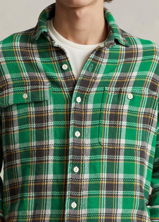 camisa de trabajo de franela a cuadros de corte clásico hombres multi verde Ralph Lauren 2XR2V8531