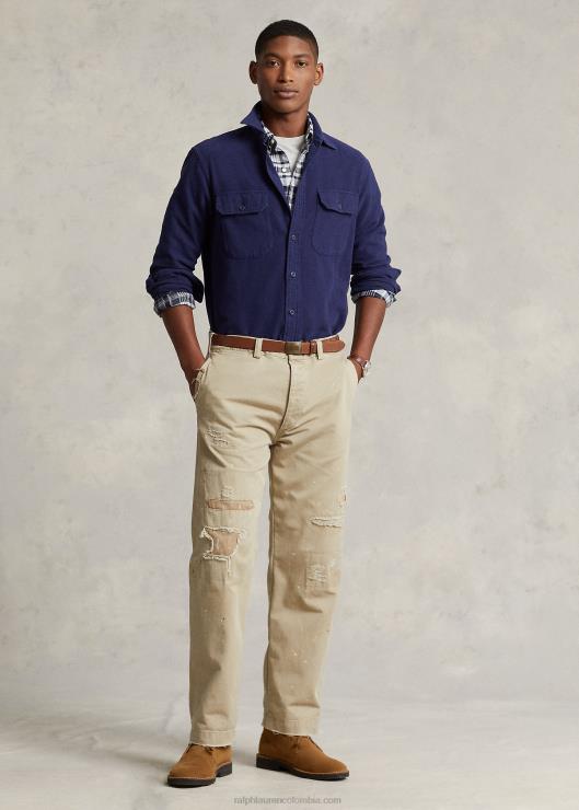 camisa de trabajo de gamuza de corte clásico hombres Marina de Newport Ralph Lauren 2XR2V130