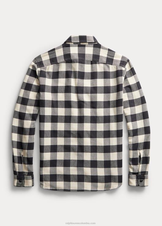 camisa de trabajo de sarga a cuadros buffalo hombres negro/crema Ralph Lauren 2XR2V1747