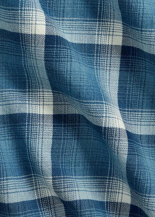 camisa de trabajo de sarga a cuadros hombres índigo/crema Ralph Lauren 2XR2V1791