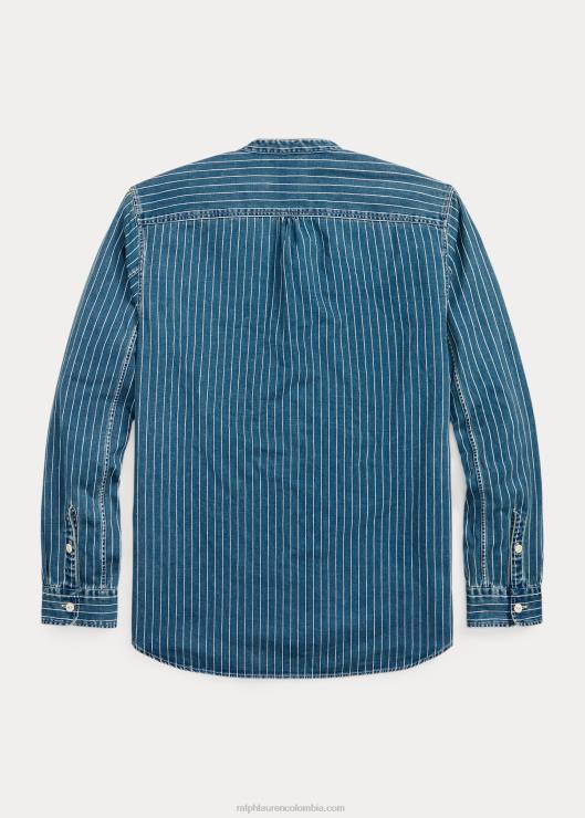 camisa de trabajo de sarga a rayas hombres índigo mediano Ralph Lauren 2XR2V1767