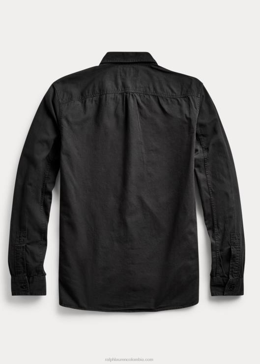 camisa de trabajo de sarga teñida en prenda hombres negro Ralph Lauren 2XR2V8695