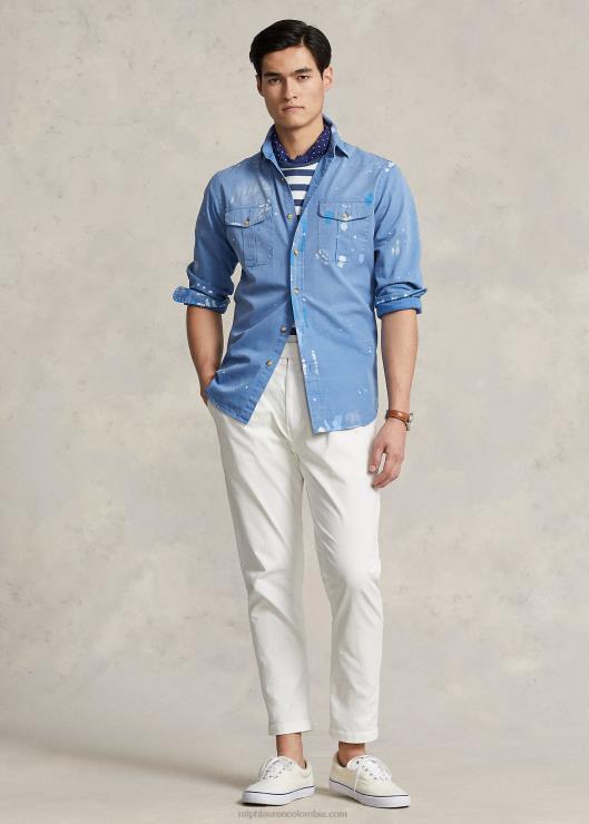camisa de trabajo estilo chino pintado classic fit hombres retirarse azul Ralph Lauren 2XR2V879