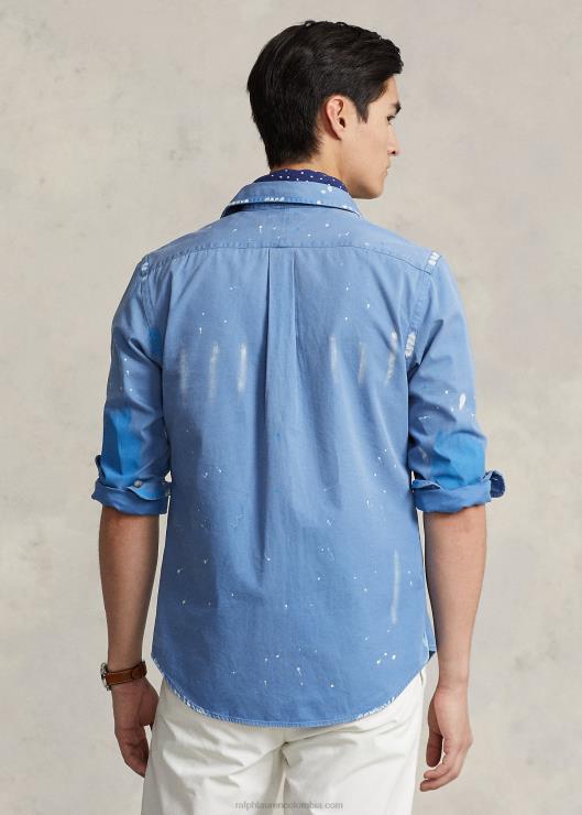 camisa de trabajo estilo chino pintado classic fit hombres retirarse azul Ralph Lauren 2XR2V879
