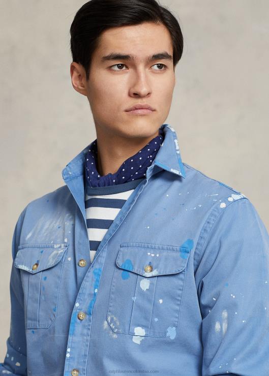 camisa de trabajo estilo chino pintado classic fit hombres retirarse azul Ralph Lauren 2XR2V879