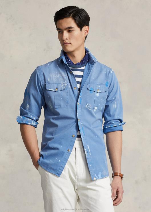 camisa de trabajo estilo chino pintado classic fit hombres retirarse azul Ralph Lauren 2XR2V879