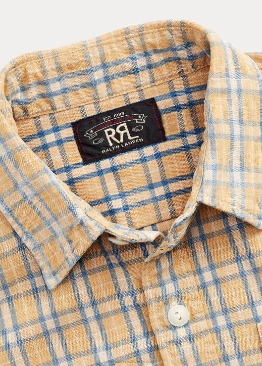 camisa de trabajo tejida a cuadros hombres bronceado/índigo Ralph Lauren 2XR2V1736