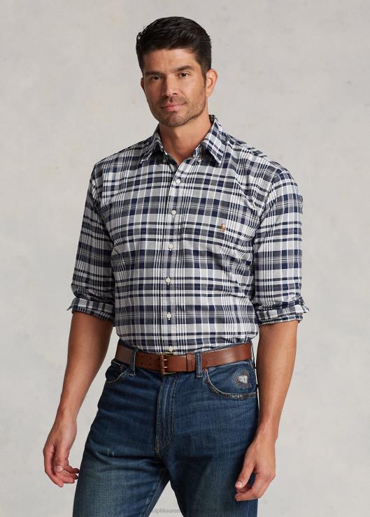 camisa oxford a cuadros hombres gris jaspeado/multi azul marino Ralph Lauren 2XR2V1342