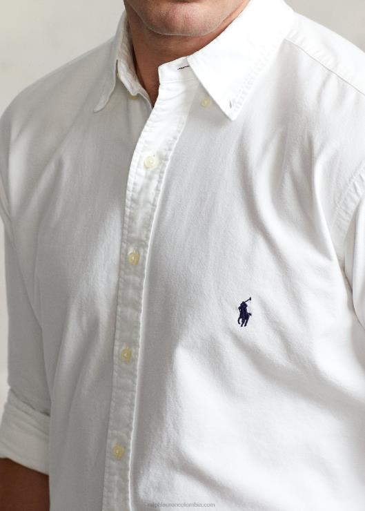 camisa oxford teñida en prenda hombres naval Blanca Ralph Lauren 2XR2V1512