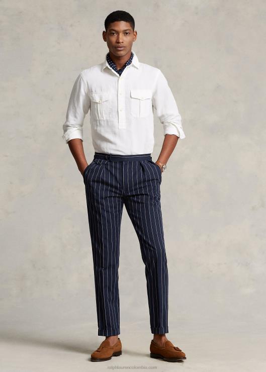 camisa popover classic fit de lino y seda hombres blanco Ralph Lauren 2XR2V898