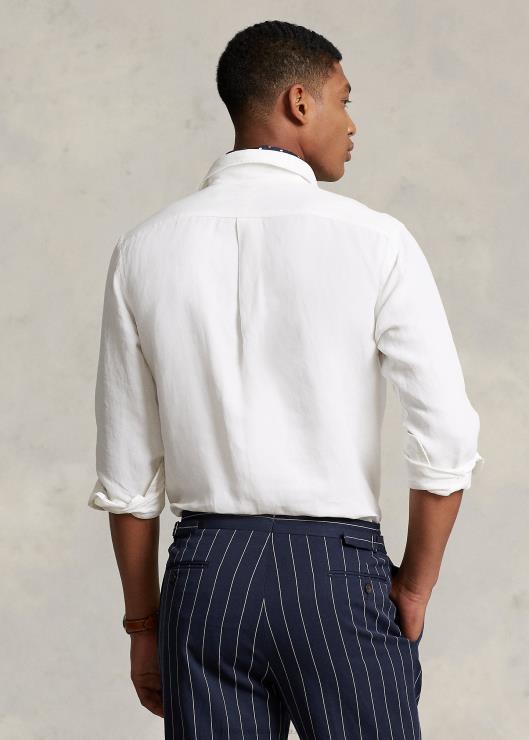 camisa popover classic fit de lino y seda hombres blanco Ralph Lauren 2XR2V898