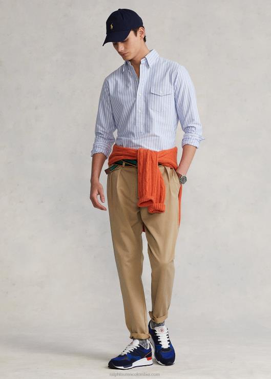 camisa popover oxford a rayas de corte clásico hombres azul blanco Ralph Lauren 2XR2V930