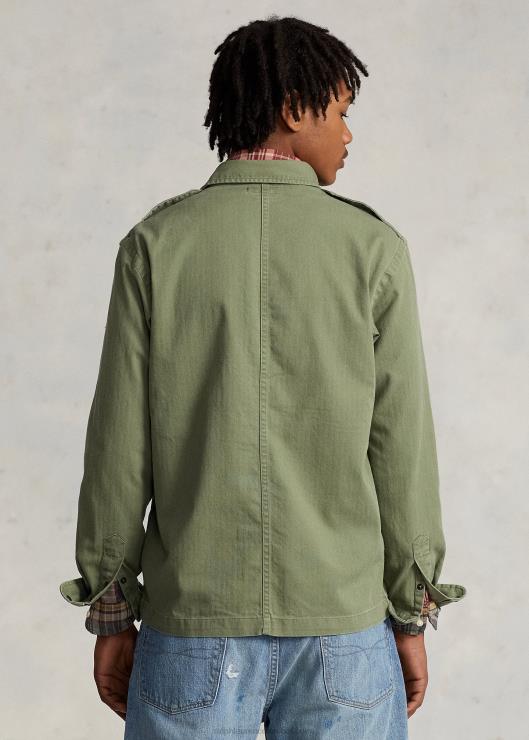 camisa utilitaria de corte clásico con diseño de espiga hombres espiga de oliva Ralph Lauren 2XR2V639