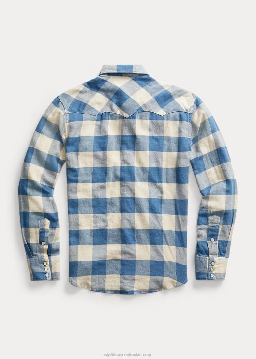 camisa vaquera slim fit de sarga a cuadros hombres rl 158 crema índigo Ralph Lauren 2XR2V1772