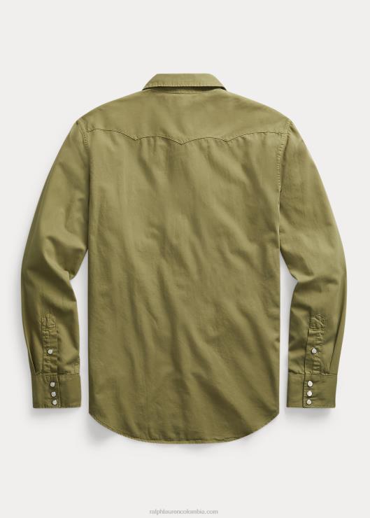 camisa vaquera slim fit de sarga hombres verde oliva Ralph Lauren 2XR2V1742