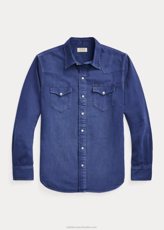 camisa vaquera teñida en prenda hombres azul marino claro Ralph Lauren 2XR2V1119